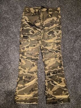 Camo Men Jeans Straight in Green Camo with Tan Accents